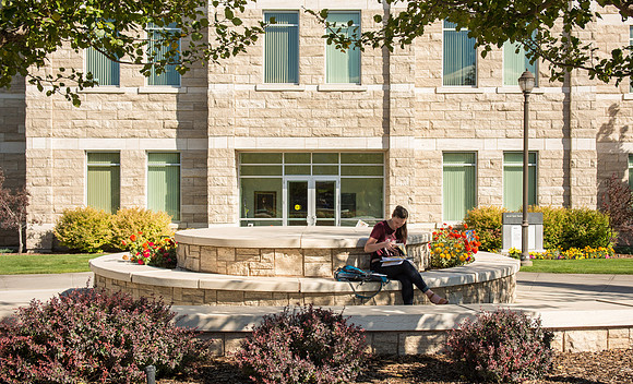 Studying outside the Spori Building.