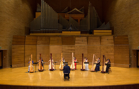 Harp Ensemble dress rehearsal