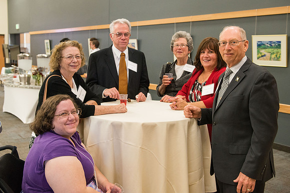 President Henry J Eyring hosts members of the President's Club who gather for a reception and banquet in the BYU-Idaho Marriott Center.