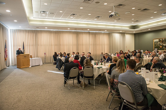 Emeritus Breakfast, Nov 2018, BYU-Idaho Alumni Award of excellence was awarded to Jon Beesley.