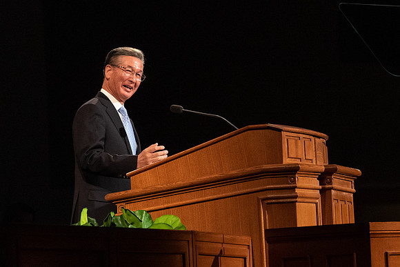 Elder Kazuhiko Yamashita, General Authority Seventy, speaks to students at BYU-Idaho.