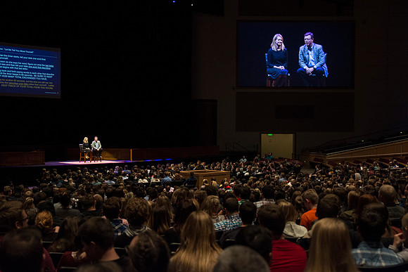 President and Sister Gilbert speak to the students about dating and marriage.