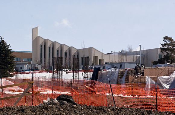 Construction on the Auditorium, later named the BYU-Idaho Center.