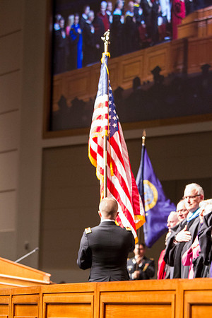 Graduating students from the 2014 Spring Semster gather in the I-Center for commencement.