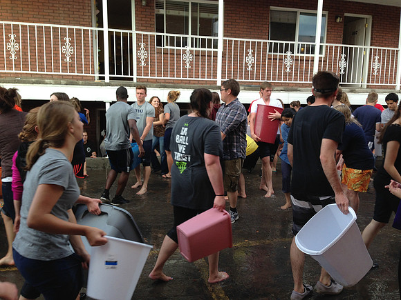 July 15, 2014 Over an inch of rain in less than an hour created a flash flood through Rexburg streets, through a few BYU-Idaho buildings and also flooded several students basement apartments. The even