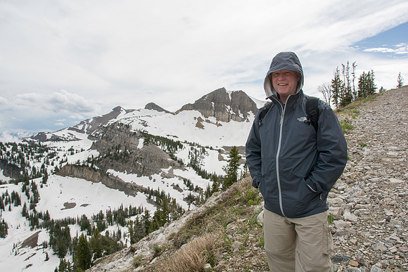 Jackson Hole Ski area. Scouting out Rock Spring Buttress for video shoot. Views from the top of the Ski Resort via the Aerial Tram