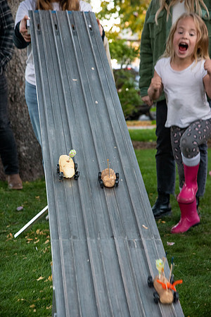 The Rexburg community celebrating the harvest of the potatoes through different activities at the Rexburg Tabernacle.