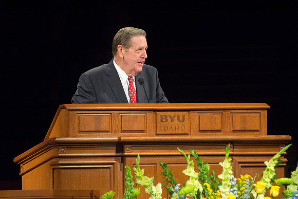 Elder Jeffrey R. Holland speaking at Brigham Young University-Idaho's Devotional