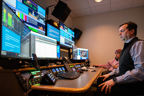 Behind the scenes for BYUI Devotional in the I Center