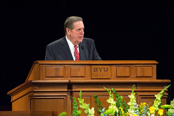 Elder Jeffrey R. Holland speaking at Brigham Young University-Idaho's Devotional