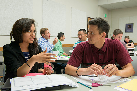 Business Management students learn some creative developement and thinking skills to prepare them for their IBC groups. The class is taught in a group effort by Craig Bell, Drew Eagar and Kent Lundin.