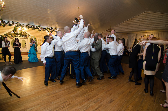 Cdts from BYU-I gather at The Loft, just south of Rigby, to enjoy a night of dinner and dancing at the Army ROTC Military Ball.