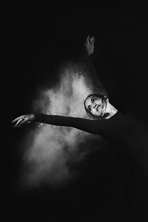 Brooklyn Jourdan, Dance major student posing with powder. Spring Semester