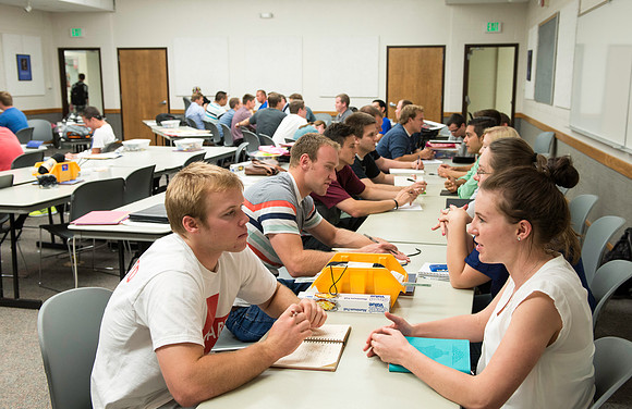 Business Management students learn some creative developement and thinking skills to prepare them for their IBC groups. The class is taught in a group effort by Craig Bell, Drew Eagar and Kent Lundin.