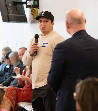 Alumni in the Cache Valley area gather at Eagles Landing Event Center, in Smithfield, Utah and get the chance to listen to and meet President Meredith.