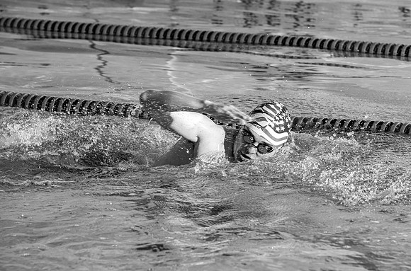 Swimming Pool fitness banner photoshoot.