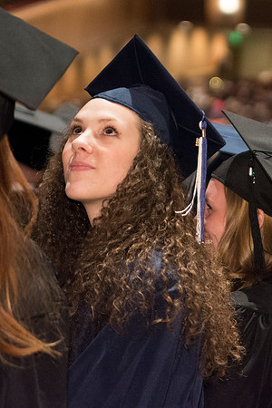 Students get ready for commencement ceremony to begin.