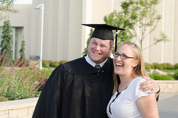 Graduates meet outside on the BYU-Idaho campus after commencement to take pictures before convocation starts. Photo by Tyler Rickenbach