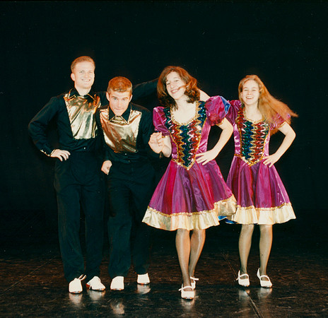 Folk dancers perform.