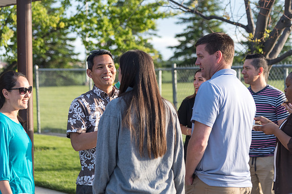 Pathway Worldwide employees and their families gather for a social in Rexburg. 2017