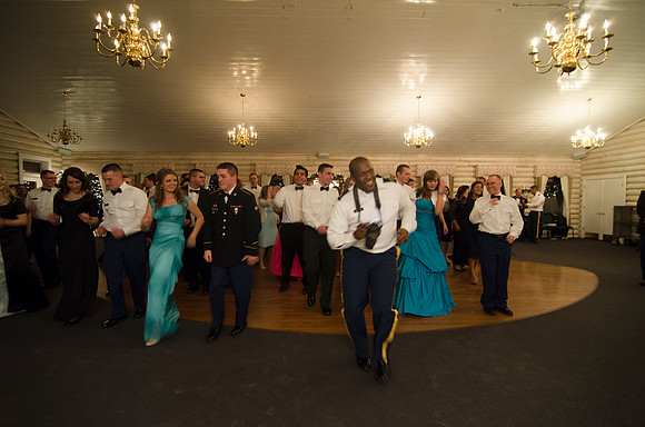 Cdts from BYU-I gather at The Loft, just south of Rigby, to enjoy a night of dinner and dancing at the Army ROTC Military Ball.
