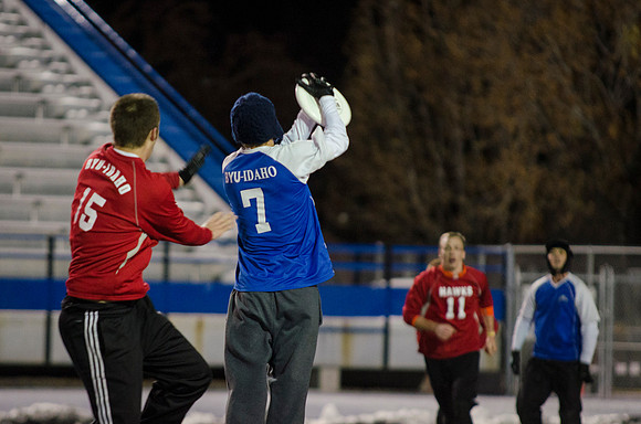 BYU-Idaho students participate in the ultimate frisbee championship game held at the stadium
