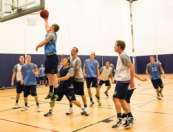 Students play ward basketball in the I-Center