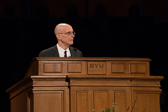 President Eyring welcomes students to devotional and introduces the speaker, Elder Jack Gerard.