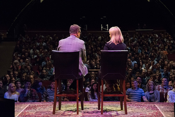 President Gilbert and his wife, Christine host a campus-wide date night for the students and their dates.