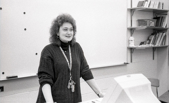 Elementary Education students practice in the classroom. December 1999.