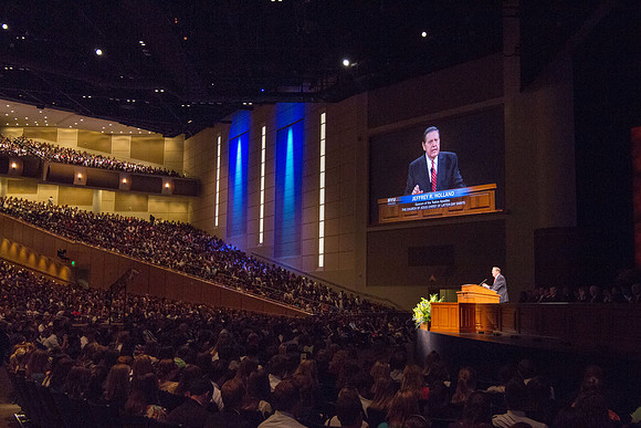Elder Holland speaks in the BYU-Idaho iCenter about living after the manner of happiness during Tuesday's Devotional.