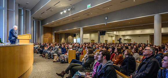 Don Sleight, CEO of AgReserves, Inc for The Church of Jesus Christ of Latter-day Saints speaks on the topic of: Learning From Science, Learning From Faith, in the Taylor Chapel.