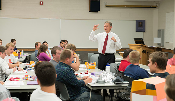 Business Management students learn some creative developement and thinking skills to prepare them for their IBC groups. The class is taught in a group effort by Craig Bell, Drew Eagar and Kent Lundin.