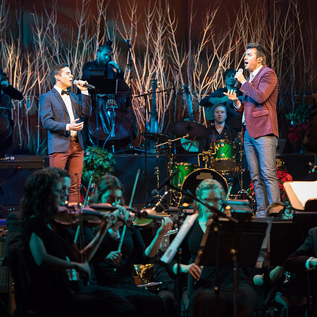 David Archuleta and Nathan Pacheco were the featured guests at BYU-Idaho's annual Christmas concert in the BYU-Idaho Center. They performed with the Symphony Orchestra, combined choirs, and other stud