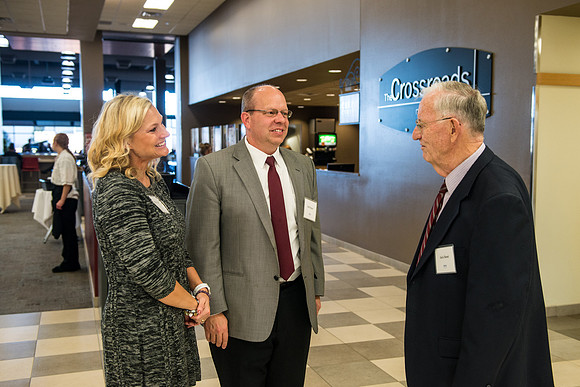 President Henry J Eyring hosts members of the President's Club who gather for a reception and banquet in the BYU-Idaho Marriott Center.