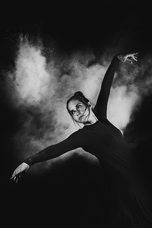 Brooklyn Jourdan, Dance major student posing with powder. Spring Semester