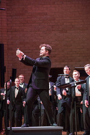 The Brigham Young University-Idaho choirs and ensembles perform in a concert together.