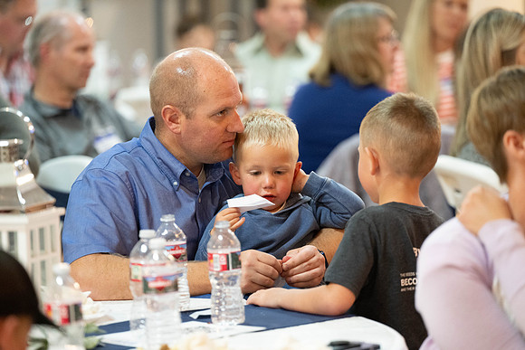 Alumni in the Cache Valley area gather at Eagles Landing Event Center, in Smithfield, Utah and get the chance to listen to and meet President Meredith.
