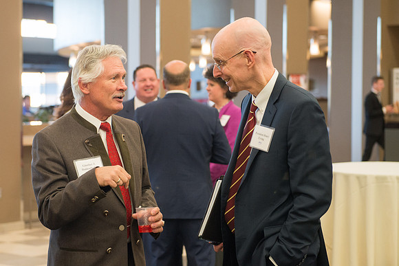 President Henry J Eyring hosts members of the President's Club who gather for a reception and banquet in the BYU-Idaho Marriott Center.