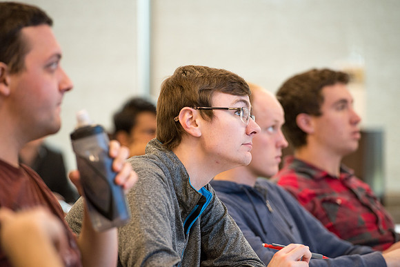 Jody Swenson teaches a class in the new Science and Techonolgy Center.