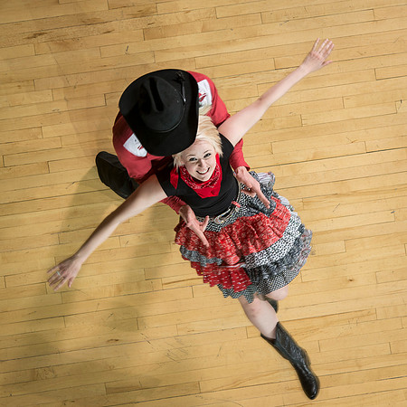 Marketing photos shot from the catwalk in the Hart Gym for their upcoming tour.