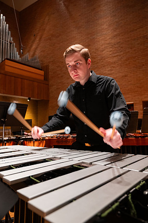 BYUI Percussion rehearsing before a a concert.