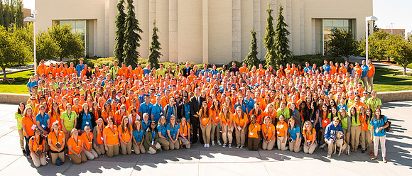 Group photo with President Clark Gilbert.