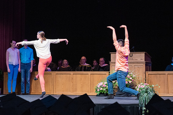 Graduates during convocation for the College of Performing and Visual Arts.