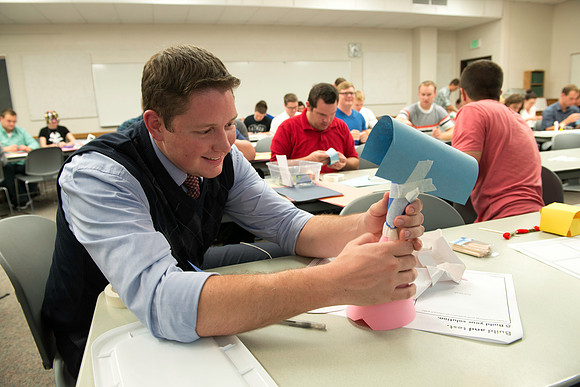 Business Management students learn some creative developement and thinking skills to prepare them for their IBC groups. The class is taught in a group effort by Craig Bell, Drew Eagar and Kent Lundin.