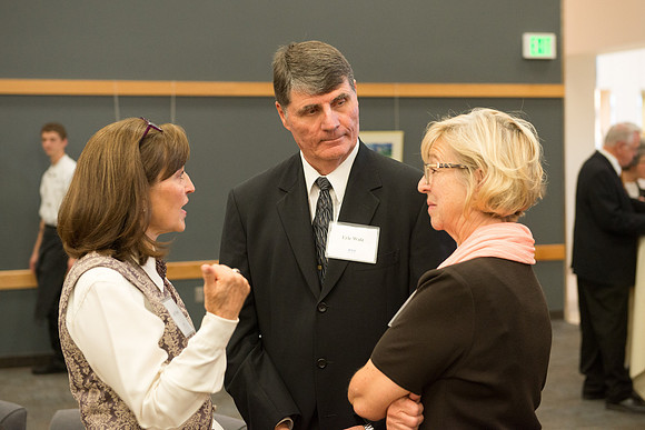 President Henry J Eyring hosts members of the President's Club who gather for a reception and banquet in the BYU-Idaho Marriott Center.