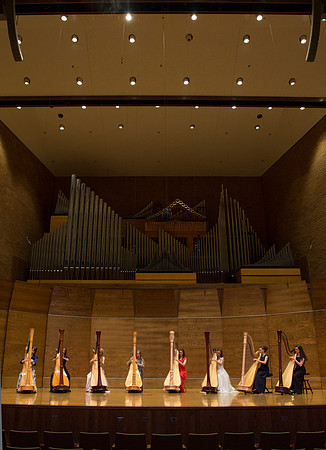 Harp Ensemble dress rehearsal