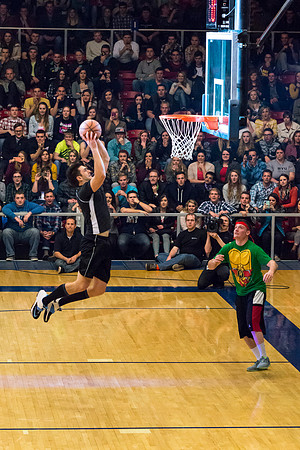 Brigham Young University-Idaho students, faculty and guests participate in the annual slam dunk competition held in the Hart Gym. Events included are the three-point shoot-out, a Spirit team performan