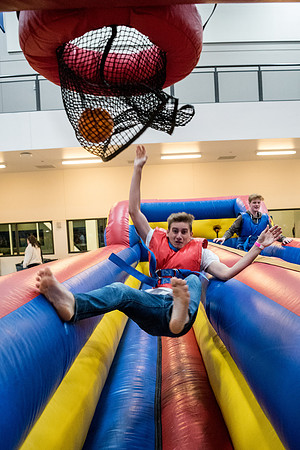 First Friday is a campus event to kick off the new semester with activities, inflatables, food, and dancing. Fall Semester.