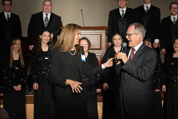 President's Club members enjoy an evening of socializing, musical entertainment and wonderful food in the Manwaring Center Ballroom.